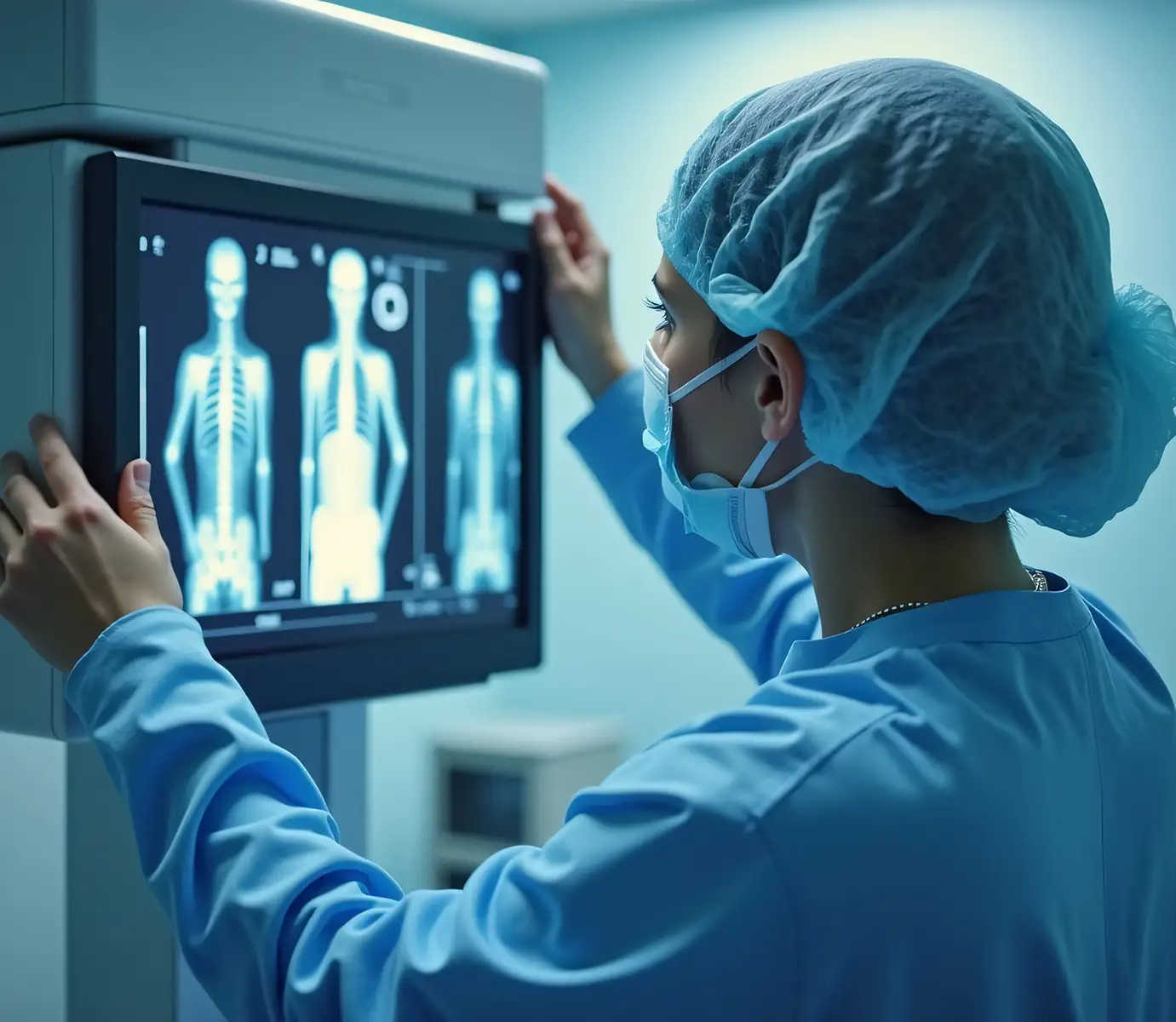 AdobeStock_1354258027 copy2 radiology technician adjusting an X ray machine