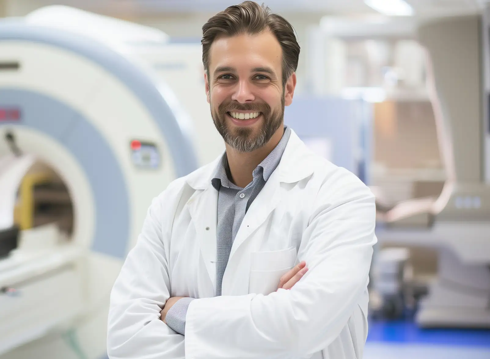 AdobeStock_889051209 copy Radiologic technologist in modern medical imaging facility.