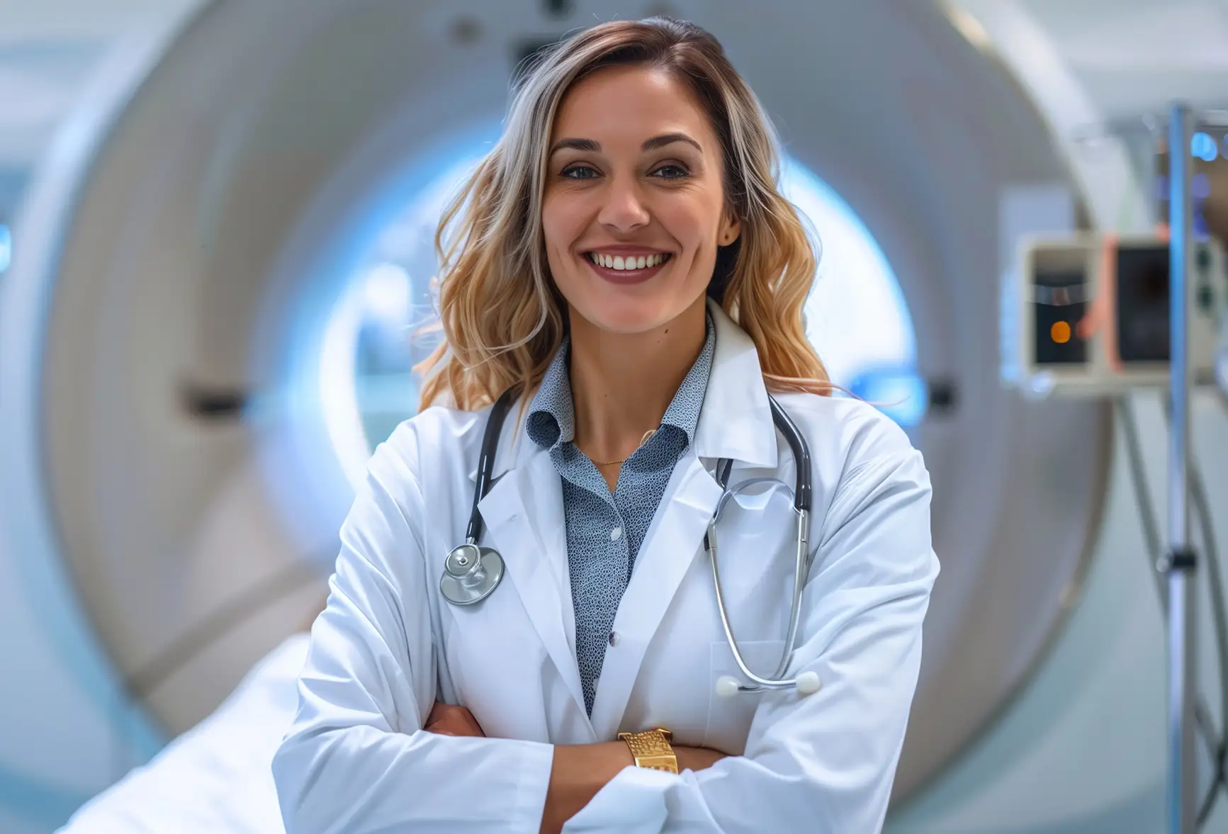 AdobeStock_889051458 copy Smiling radiologic technologist with medical machine